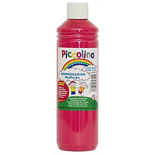 Piccolino Schulmalfarbe Kindergarten Malfarbe Primär-Rot 500ml - Tempera Kindermalfarbe Gouache Plakatfarbe von Piccolino