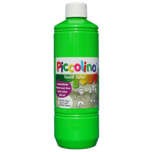Piccolino Textilmalfarbe Neon-Grün 500ml - Textilfarbe Stoff-Malfarbe von Piccolino