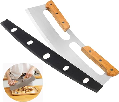 Pietuley 35cm Große Pizzaschneider Edelstahl mit Deckel, Pizzamesser, Wiegemesser, Pizza Schneideroller, Pizza Roller Cutter Pizza Cutter von Pietuley