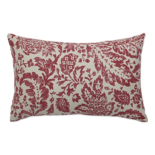 Pillow Perfect Damast dekoratives rechteckiges Wurfkissen, 46,7 x 29,8 cm, Rot/Hellbraun von Pillow Perfect