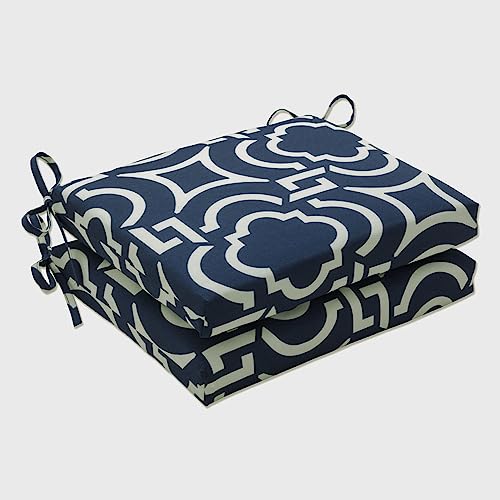 Pillow Perfect Indoor/Outdoor Carmody Squared Seat Cushion, Navy, Set of 2 von Pillow Perfect