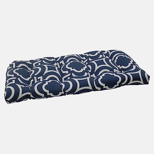 Pillow Perfect Innen- und Außen-Kissen Sitzkissen - Zweiersofa, aufgebauscht 44" x 19" blau von Pillow Perfect