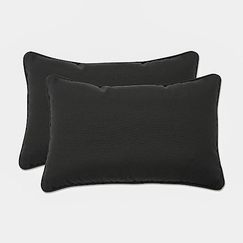 Pillow Perfect Outdoor Fresco-Kissen, rechteckig, mit Schnur, Schwarz, 2 Stück von Pillow Perfect