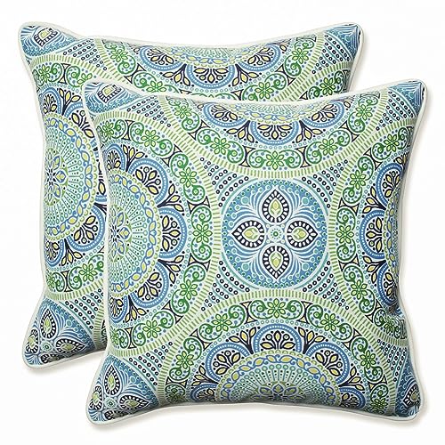 Pillow Perfect Outdoor | Indoor Delancey Lagoon Dekokissen, 47 cm, 2 Stück, 100% Polyester, blau, H x 18.5" W x 5" D, 2 von Pillow Perfect