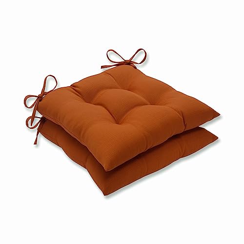 Pillow Perfect Sitzkissen Zinnober, getuftet, für drinnen und draußen, Burnt Orange, 2 Stück von Pillow Perfect