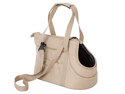 Hundetasche, Transportbox, Katzentasche, mit verstellbarem Schultergurt, mit Seitentaschen, Hände frei Reisetasche, Beige, 3: 30 x 50 x 32 cm von PillowPrim