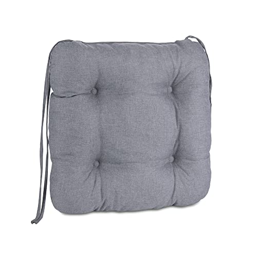 Pillows24 Stuhlkissen 4er Set, Sitzkissen mit Steppung 40x40 cm, Sitzpolster für Outdoor geeignet, Bequemes Sitzpolster mit befestigungs Bändern für Gartenmöbel oder Stuhl (grau) von Pillows24