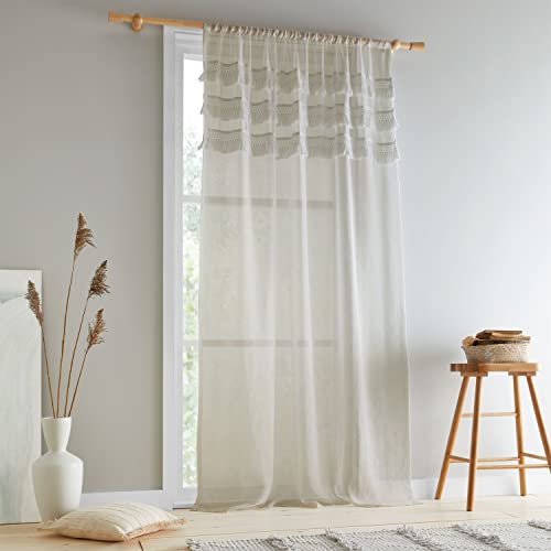 Pineapple Elephant Izmir Voile-Vorhang mit Quasten, 140 x 183 cm, Steingrau von Pineapple Elephant