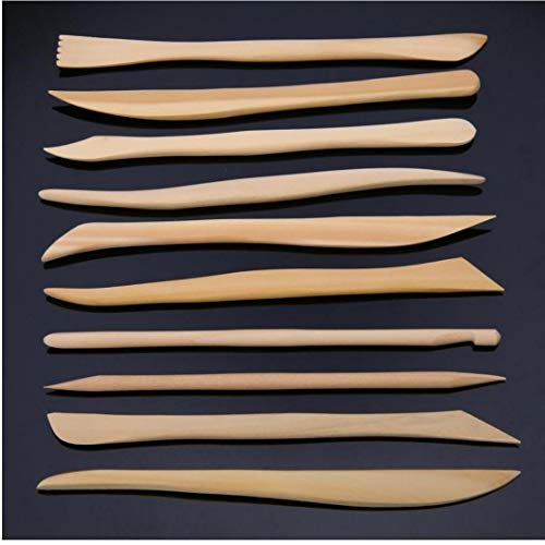 PiniceCore 10pcs Wood Wooden Clay Modeling Tools Set Polymer Clay Tools Sculpting DIY Pottery Ceramics Tools Sculpture Sculpt von PiniceCore