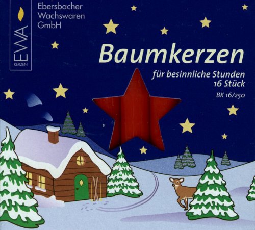 Ebersbacher Kerzenfabrik Baumkerzen rot , 16 Stück Größe 14x110 mm BK16/250 von Ebersbacher Kerzenfabrik GmbH