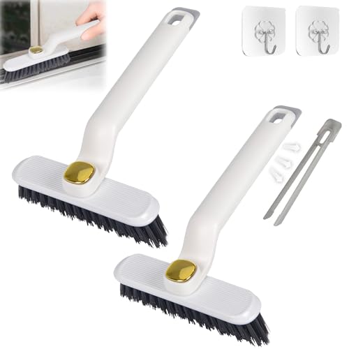 Crevice Cleaning Brush, 2Pcs Multifunktionale rotierende Fugenreinigungsbürste, Hartborsten-Eckenreinigungsbürste, Fensterspalt-Reinigungsbürstenwerkzeug für die Türschiene von Küchen (Weiß) von Pipihome