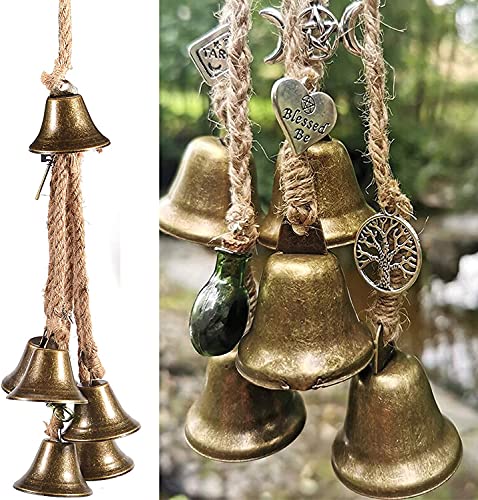 Hexenglocken Windspiel, Türschutz Charm, Boho-Windspiel für den Garten, Altardekoration Windspiel, Negative Energie Löschen, Segen Glocke für Veranda, 6 Glocken 65mm von Pipihome