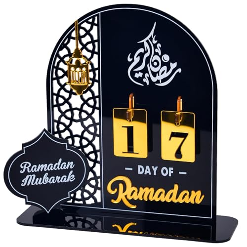 Ramadan Kalender,Eid Mubarak Dekoration,DIY Ramadan Decoration,Ramadan Kalender Kinder, Countdown-kalender Ornament,Ramadan Mubarak Deko Wohnzimmer,Ramadan Geschenke für Kinder Erwachsener (Schwarz) von Pipihome