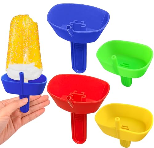 Tropffreier Eis Am Stiel-Halter, 4 Stück Drip Free Popsicle Holder Eis Am Stiel-Halter Gegen Schmutzige Hände mit Strohhalm für Kids Babykleidung Ohne Chaos von Pipihome