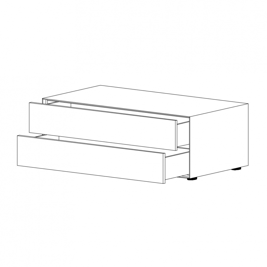Piure - Nex Pur Box Schubkastenbox/Kommode 120x52.5cm - weiß RAL 9016/MDF matt lackiert/mit Gleitfüße/2 Schubladen von Piure