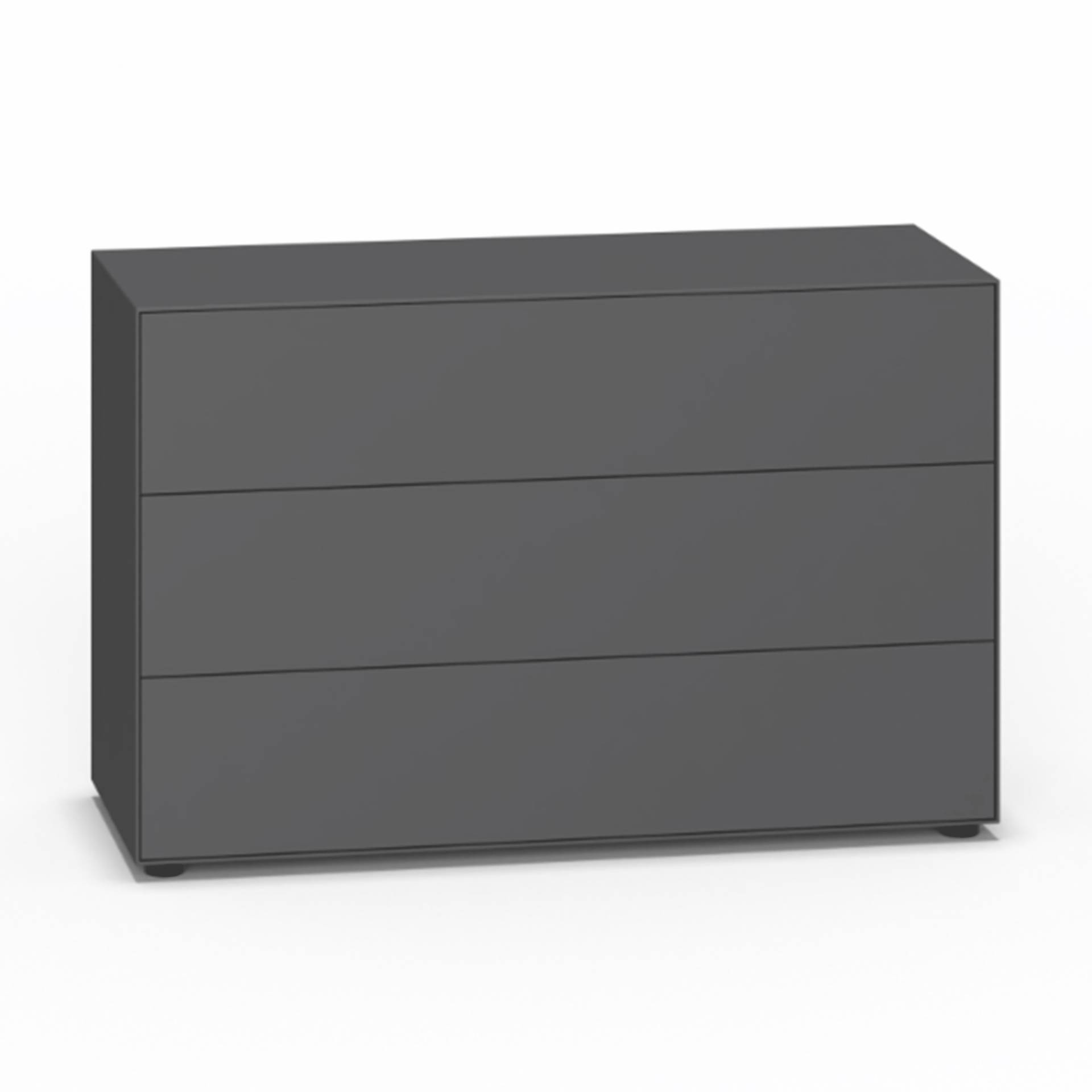 Piure - Nex Pur Box Schubkastenbox/Kommode 120x75cm - graphit/MDF matt lackiert/mit Gleitfüße/3 Schubladen von Piure