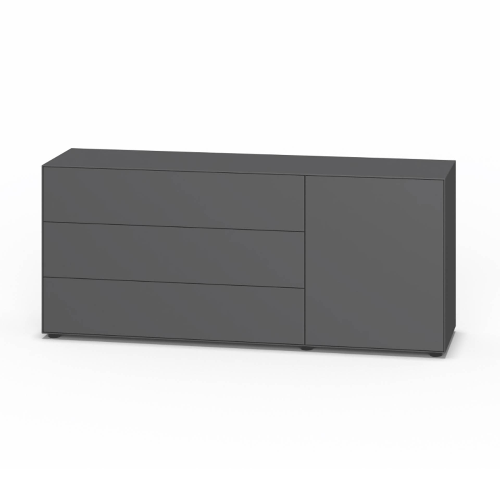 Piure - Nex Pur Box Sideboard mit Tür 180x75x48cm - graphit/MDF matt lackiert/BxHxT 180x75x48cm/mit Gleitfüße von Piure