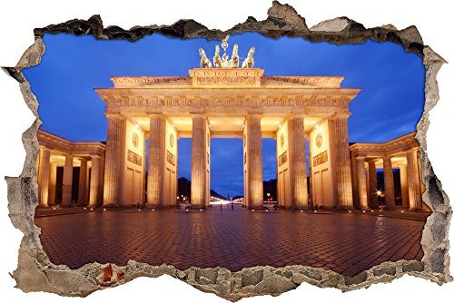 Pixxprint 3D_WD_S2338_92x62 leuchtendes Brandenburger Tor Wanddurchbruch 3D Wandtattoo, Vinyl, bunt, 92 x 62 x 0,02 cm von Pixxprint
