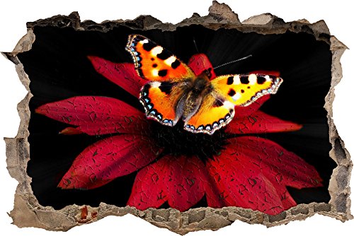 Pixxprint 3D_WD_S4683_92x62 atemberaubender Schmetterling Wanddurchbruch 3D Wandtattoo, Vinyl, schwarz / weiß, 92 x 62 x 0,02 cm von Pixxprint