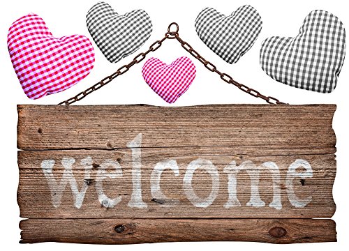 Plage Deko Wandaufkleber-Holzplatte Welcome, Vinyl, Colorful, 68 x 0.1 x 47,7 cm von Plage