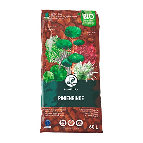 Plantura Bio Pinienrinde, 25-40 mm, 60 L, grob, naturbelassen & dekorativ, unterdrückt Unkrautwuchs von Plantura