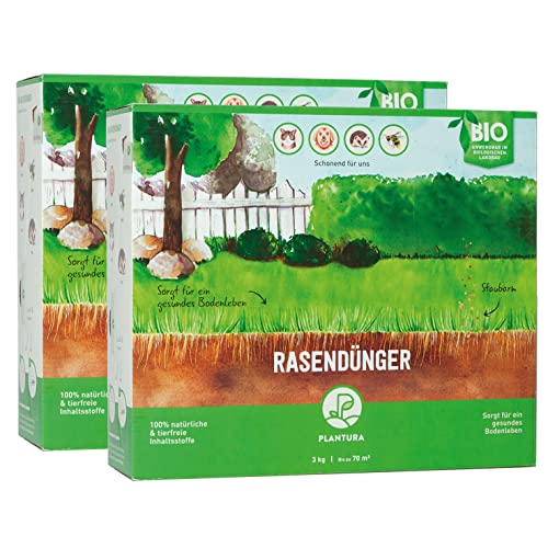 Plantura Bio-Rasendünger für Frühjahr und Sommer, 6 kg für 140 m², 3 Monate Langzeitwirkung, staubarmes Granulat von Plantura