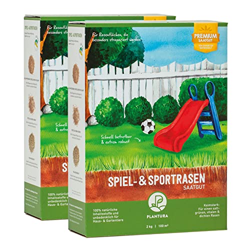 Plantura Spiel- & Sportrasen, 4 kg, strapazierfähiger Rasen für Kinder & Haustiere, Premium-Saatgut von Plantura