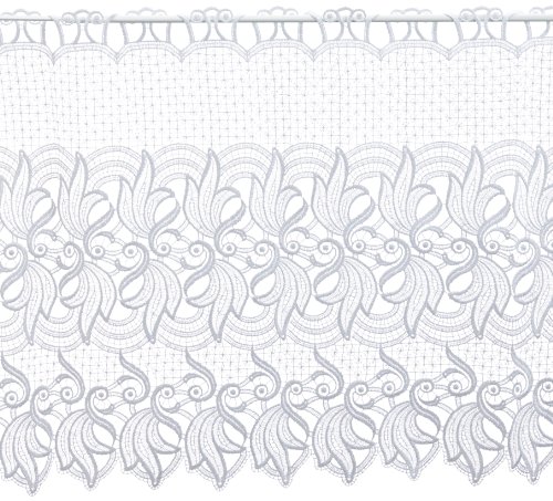 Plauener Spitze by Modespitze, Store Bistro Gardine Scheibengardine mit Stangendurchzug, hochwertige Stickerei, Höhe 60 cm, Breite 96 cm, Weiß von Modespitze