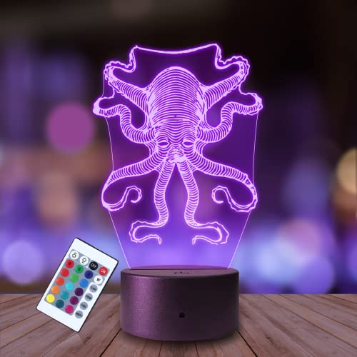 Plexido 3D-Illusion Kraken-Oktopus Nachtlicht für Kinder,Nachtlicht Baby,Magische Unterwasserwelt,Nachttischlampe für eine Beruhigende Atmosphäre,Tolles Schlafbegleiter Geschenk von Plexido