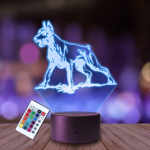 Plexido - Dimmbares Dobermann Nachtlicht für Kinder mit 3D Illusionseffekt,Großer Hund Nachtlicht,Stilllicht und Nachttischlampe für Kinder, für Kinderzimmer von Plexido