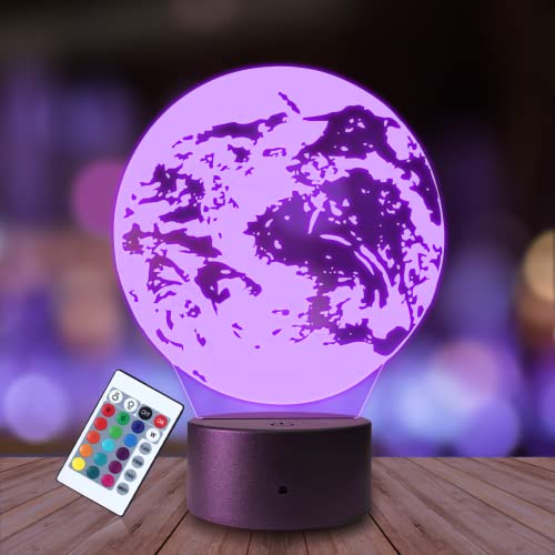 Plexido Nachtlicht Planet Erde Cosmos Illusion Lampe 3D Nachttischlampe Geschenk für Kinder Personalisiert Graveur Weltraum Kinderzimmer LED Licht Fernbedienung 16 Farbwechsel Dekoration von Plexido
