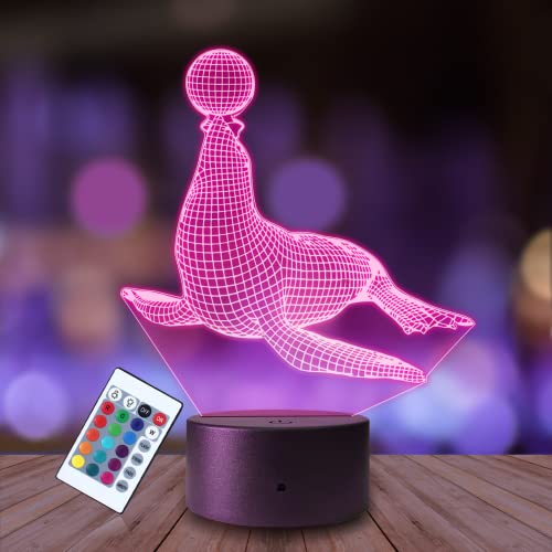 Plexido - Robbenseelöwe Nachtlicht für Kinder,Dimmbares Stilllicht mit 3D Illusions Effekt,Baby Nachtlicht,Perfekte Nachttischlampe für Babys und Kleinkinder von Plexido