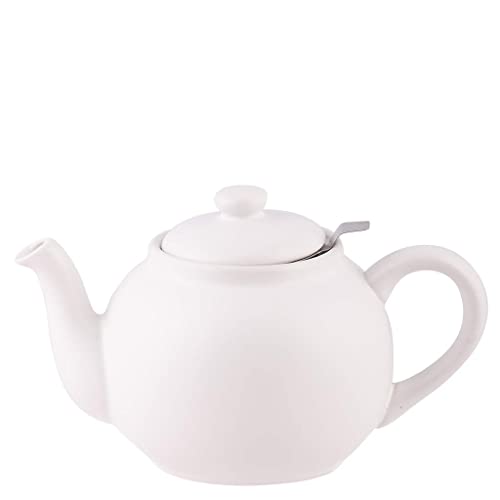 PLINT Simple & Stylish Ceramic Teapot, Globe Teapot with Stainless Steel Strainer, Ceramic Teapot for 6-8 Cups, 1500ml Ceramic Teapot, Flowering Tea Pot, TeaPot for Blooming Tea, White von Plint