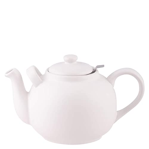 PLINT Simple & Stylish Ceramic Teapot, Globe Teapot with Stainless Steel Strainer, Ceramic Teapot for up to 10 Cups, 2500ml Ceramic Teapot, Flowering Tea Pot, TeaPot for Blooming Tea, White von Plint