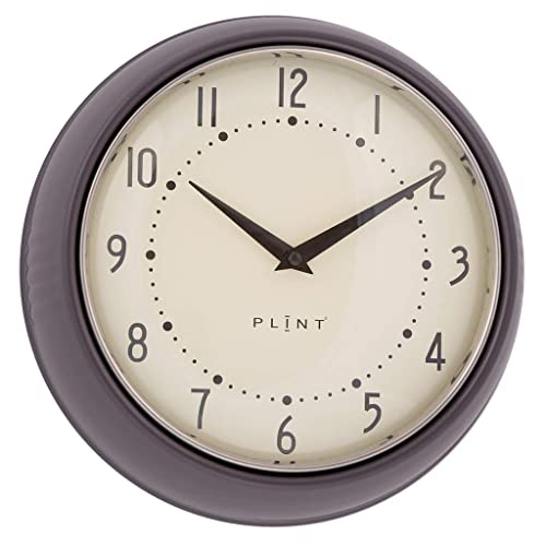 PLINT Retro Wanduhr Silent Non-Ticking Decorative Modern Black Color Wall Clock, Retro Style Wall Decoration for Kitchen Living Room Home, Office, Schule, Easy to Read Large Numbers von Plint