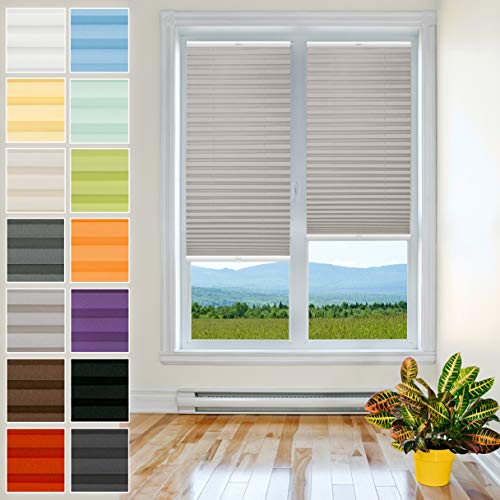 Klemmfix Plissee Ohne Bohren - 35 cm x 160 cm - Plissee Klemmfix Rollo Grau - Plissees für Fenster - Jalousien zum Klemmen - Plisee Rollo Ohne Bohren Klemmfix - Plisseerollo - Plisses - Plisse von Plisart