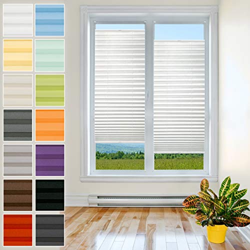 Klemmfix Plissee Ohne Bohren - 55 cm x 80 cm - Plissee Klemmfix Rollo Weiß - Plissees für Fenster - Jalousien zum Klemmen - Plisee Rollo Ohne Bohren Klemmfix - Plisseerollo - Plisses - Plisse von Plisart