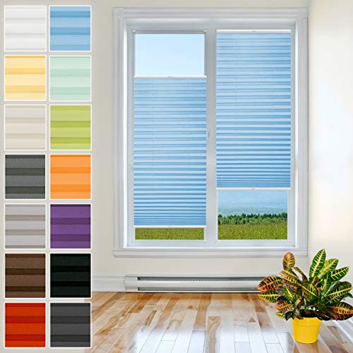 Klemmfix Plissee Ohne Bohren - 75 cm x 220 cm - Plissee Klemmfix Rollo Lichtblau - Plissees für Fenster - Jalousien zum Klemmen - Plisee Rollo Ohne Bohren Klemmfix - Plisseerollo - Plisses - Plisse von Plisart