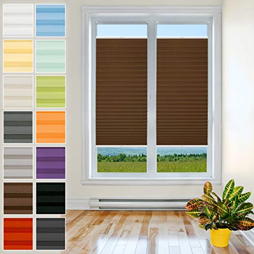 Klemmfix Plissee Ohne Bohren - 85 cm x 150 cm - Plissee Klemmfix Rollo Braun - Plissees für Fenster - Jalousien zum Klemmen - Plisee Rollo Ohne Bohren Klemmfix - Plisseerollo - Plisses - Plisse von Plisart