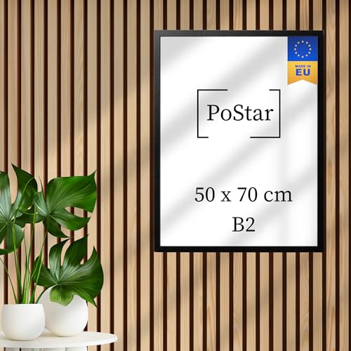 PoStar Bilderrahmen B2 Rechteckiger - Groß Holzrahmen Tiefem Schwarz - Plexi Glasscheibe Super Clear 1 mm - Transparenter und langlebig - Picture frame - Posters, Fotos, Diplom Rahmen von PoStar