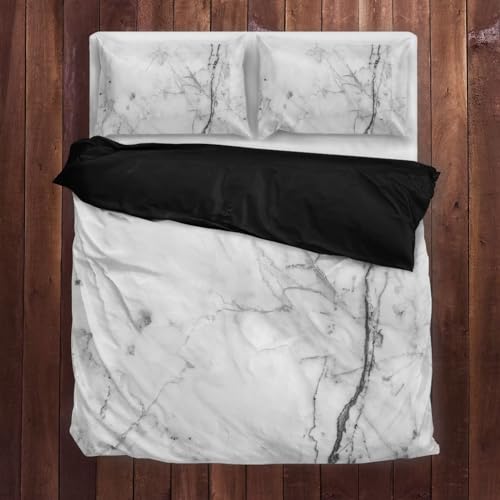 Poceacles White Marble Duvet Cover Set, Ultra Soft Duvet Cover Set, 3-teilig Comforter Cover with Zipper Closure Duvet Cover and 2 Pillow Shams, M (224 x 224 CM) von Poceacles