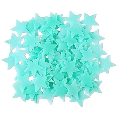 Poejetag Dreidimensionale 3D Wandaufkleber Dekoration voller Sterne fluoreszierende Sterne Aufkleber leuchtende Sterne Aufkleber für Zuhause Wandaufkleber Kunstdekoration 100 Stück Blau von Poejetag