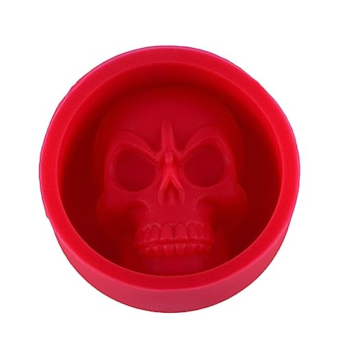 Poejetag Dreidimensionale Totenkopf Silikon Muffin Tassenkuchen Tasse robuste Halloween Backform Kristallharz Epoxid Kerzenform（Rot） von Poejetag