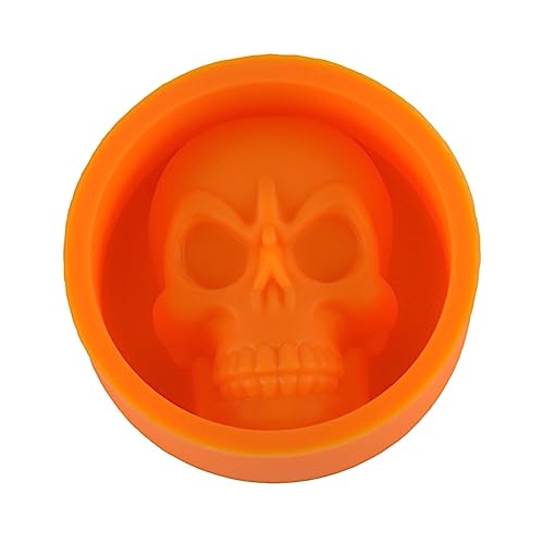 Poejetag Dreidimensionale Totenkopf Silikon Muffin Tassenkuchen Tasse robuste Halloween Backform Kristallharz Epoxid Kerzenform（orange） von Poejetag