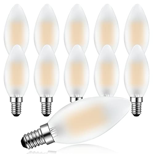 Poinivo E14 4W Dimmbar C35 kerzenform Lampe für Kronleuchter,E14 Kerze LED Glühbirne,Vintage Edison kerzenlampe,2700K Warmweiß,E14 LED Birne,350lm,Ersatz für 35W Glühbirne,Dimmbar,Matt,10er Pack von Poinivo