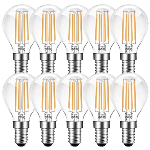 Poinivo E14 Dimmbar LED Glühbirne,4W G45 P45 Vintage Edison Birne,2700K Warmweiß,350lm,E14 LED Filament Leuchtmittel,Ersatz für 40W Glühlampe,Dimmbar,Transparent,10er Pack von Poinivo