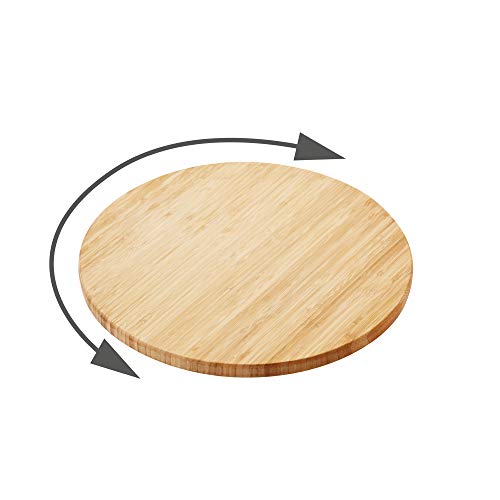 Point-Virgule Outdoor und Küche Drehplatte aus Bambus Holz zum Fleisch oder Käse servieren, Servierplatte für Party oder Grill Zubehör, braun und weiß, rund 35 cm von Point-Virgule