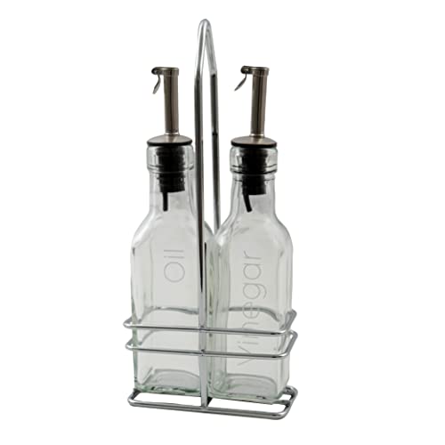 Point-Virgule Ölflasche, Essig und Ölflaschen Set mit Ausgießer, Glasflaschen mit Ständer, nachfüllbar, 2 x 150ml von Point-Virgule