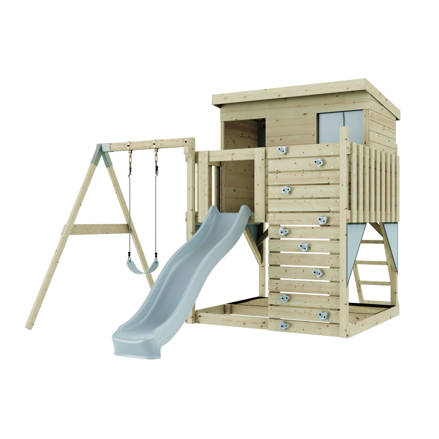 PolarPlay Spielturm Tjorven, mit Kinderschaukel, Eisblau von Polar Play