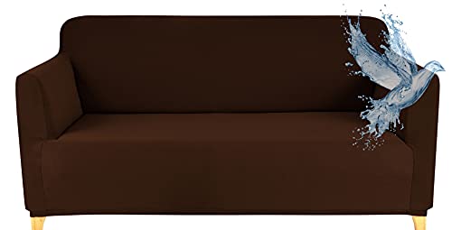 Poligino Sofabezug für 2-Sitzer, wasserdicht, dehnbar, Schutz für Sofas mit Armlehnen, Braun von Poligino